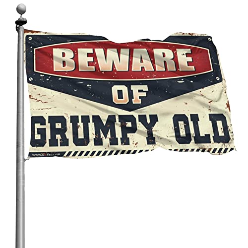 Drapeau grand format 152x244 cm Beware of Grumpy Old pour deco chambre et interieur