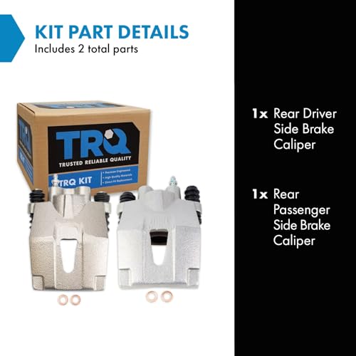 Image of TRQ Rear Driver and Passenger Side Brake Caliper Set 2 Piece Hardware Caliper Brackets for 2003-2004 Dodge Dakota