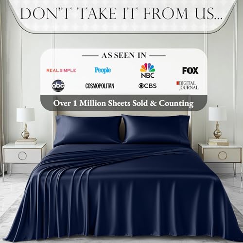 Image of DECOLURE Satin Sheets Queen Size | Softer Than Silk | Luxury 4 Pc Bed Set