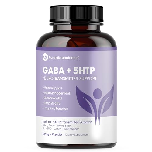 Pure 5-HTP (5-Hydroxytryptophan) Plus GABA Supplement - for Sleep Mood & Stress Management - 60 Veggie Caps