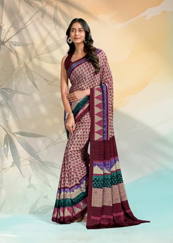Image of Jaanvi fashion Women's Crepe Silk Saree with Unstitched Blouse Piece | Soft Lightweight Traditional Ethnic Wear Saree for Party, Wedding, Festival
