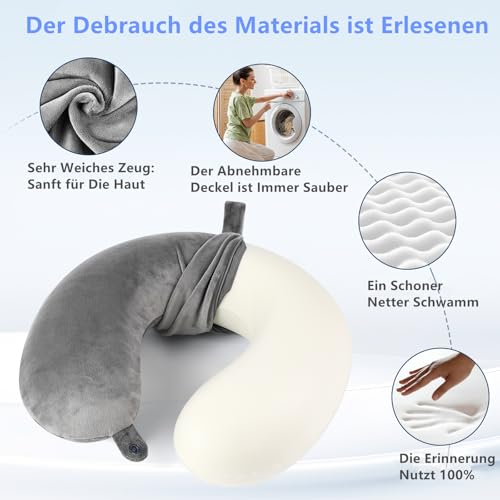 kierain Nackenkissen Flugzeug Reisekissen Memory Foam Nackenkissen Stützkissen luxuriöses kompaktes und leichtes Quick Pack für Camping Schlafrestkissen