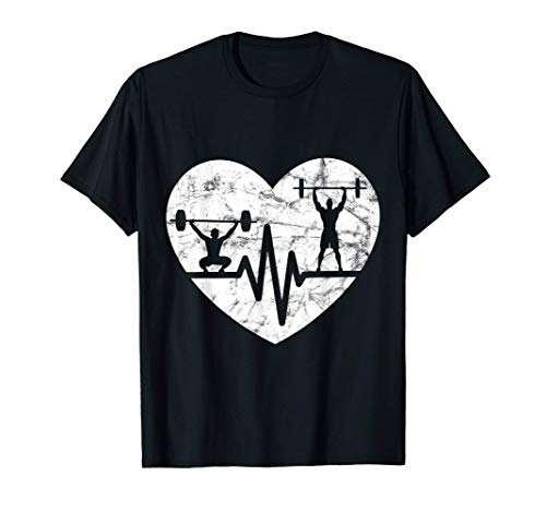 Powerlifting Barbell Weightlifting Heartbeat Bodybuilding T-Shirt