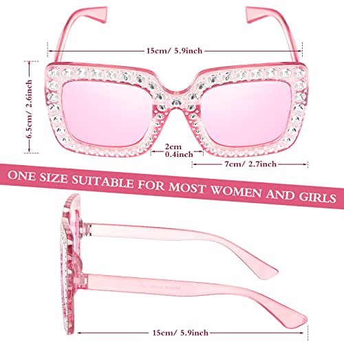 Chumia 20 Pairs Rhinestone Sunglasses Bling Crystal Sunglasses 70s Glitter Disco Glasses Retro Glasses for Women Girls2
