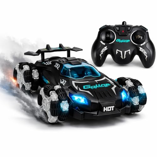 Image of Eli & Chi Remote Control RC Stunt Car for Kids (27 cm Big Size) 4x4 Drift Car with Spray Effect, LED Lights, All Terrain Wheels, 2100 mAh Rechargeable Battery Toy for Boys & Girls 5-12 Years