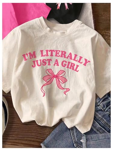 Image of SHENHE Girl's 3 Pack Cute Graphic Tees Cherry Bow Print Aesthetic Short Sleeve Shirt Tops