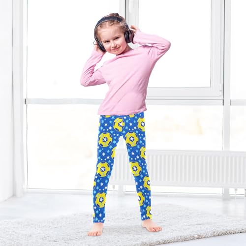 Yellow Football Star Girls Leggings Soft Stretch Workout Yoga Dance Pants for Kids Casual Tights4