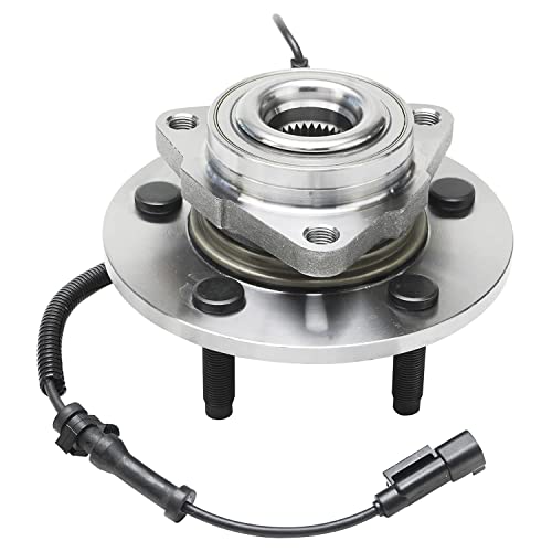 Image of Detroit Axle - Front Wheel Bearing Hubs Brake Kit for 2009-2011 | Dodge Ram 1500, Wheel Bearing Hubs Drilled Slotted Disc Brake Rotors Ceramic Brake Pads Replacement 13.23 inch inch Rotor