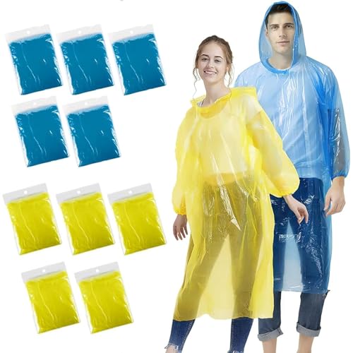 Puedno 10 Stück Durchsichtig Regenponcho, Einweg Regenponcho Damen Herren, Regen Poncho mit Kapuze und Elastische Manschette, Wasserdicht Regencape Transparent (Gelb + Blau) Puedno 10 Stück Durchsichtig Regenponcho, Einweg Regenponcho Damen Herren, Regen Poncho mit Kapuze und Elastische Manschette, Wasserdicht Regencape Transparent (Gelb + Blau)
