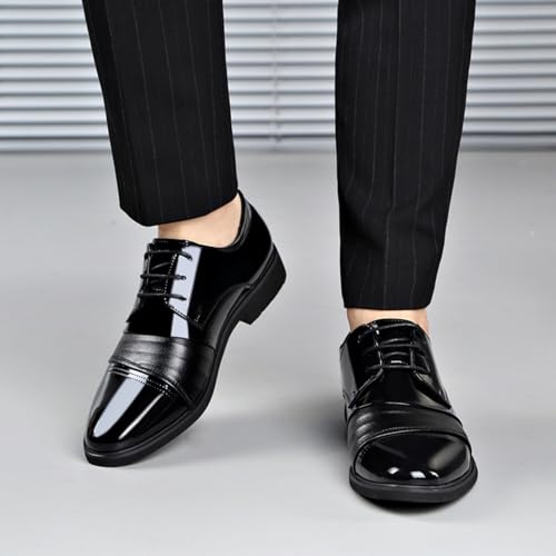 Mens Modern Patent Leather Lace Up Dress Oxford Shoes Classic Tuxedo Low Top Loafers for Business Wedding Formal Derby Shoes4