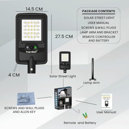 Image of hardoll 50W All-in-One Solar Street Light | LiFePO4 Battery | IP65 Waterproof | Auto Motion Sensor | Ideal for Roads, Parking & Pathways
