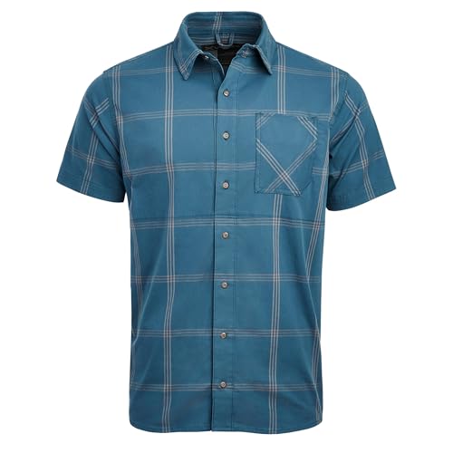 Vertx Guardian Mens Tactical Shirt, Short Sleeve Stretch with Pockets, Concealed Carry Outdoor Work Shirts, Tactical Operations Gear, Medium, Deep Sea Plaid