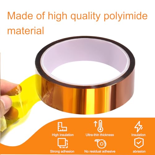 Image of QILIMA Polyimide Tape High Temperature Resistant, Heat Transfer & Sublimation Tape for Heat Press, Thermal Insulation, Industrial Sealing, 5 Pack 1inch x 33m(108ft)