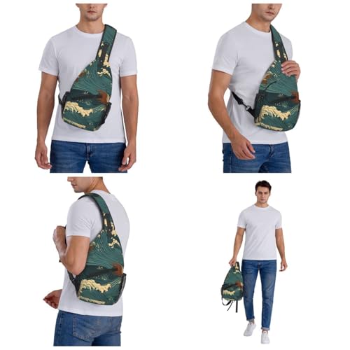 Bolso tipo sling para mujer y hombre, negro, mochila cruzada miniatura 6