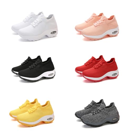 Aceptolcom Women Slip On Walking Shoes Breathable Non Slip Work Shoes Comfortable Air Cushion Orthopedic Sneakers with Arch Support2