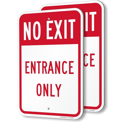 SmartSign No Exit Entrance Only Sign 2-Pack 12"x18" Aluminum