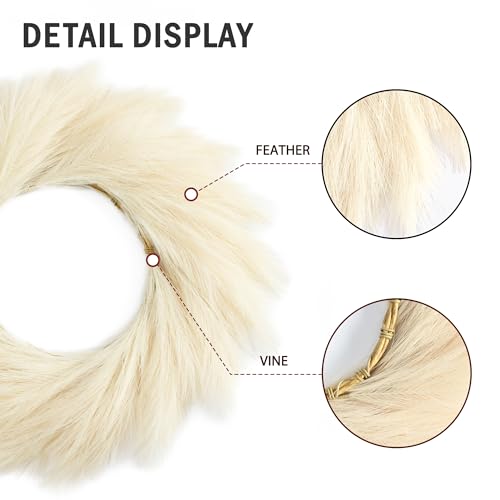 Pinkpum Pampas Grass Wreath, 24'' Fall Wreath For Front Door thumb #3