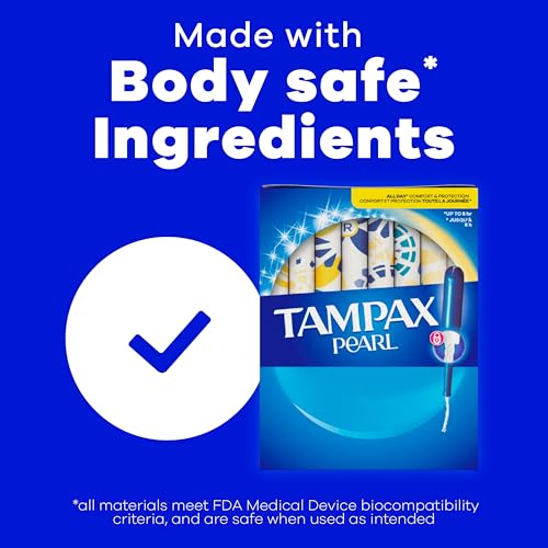 Image of Tampax Pearl Tampons for Women Multipack, with LeakGuard Braid, Regular /Super Absorbency, Unscented, 34 Count