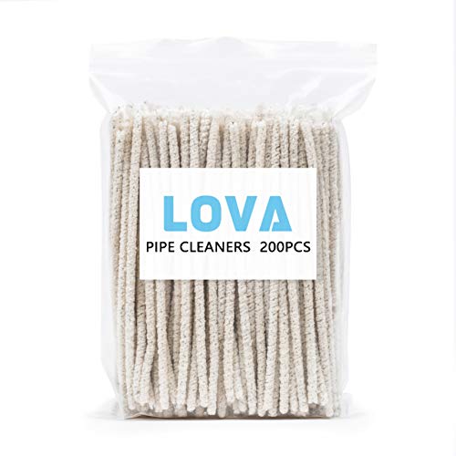 Lova 200 Pipe Cleaners for Pipe Smoking - Hard Bristle Pipe Cleaner for Glass Long White Pipe Cleaners for Cleaning - Tobacco Pipes & Accessories - Great Arts & Crafts and Repair Work