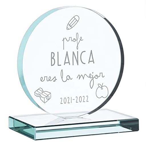 Wanapix | Trofeo Personalizado con Nombre y Texto | Cristal Grabado (Escala de Grises) | Premio Personalizado | Redondo 10x11 cm | Incluye Estuche para Guardar | Mejor Profe | Ya disponible en tu tienda friki favorita! En mundofriki.es!