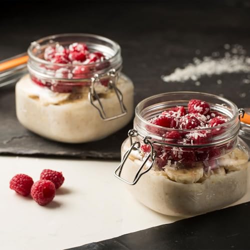 Image of Kilner Premium 4 x 500ml Borosilicate Airtight Square Wire Clip Top Food Storage Container Jar for Kitchen | Multipurpose, BPA Free, Reusable | For thinKitchen