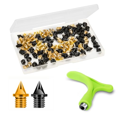 Nuolifee 3/16 Inch Track Spikes 120 Pcs 4.8mm Alloy Steel Shoe Spikes Replacements and Spike Wrench for Sports Running Track Shoes