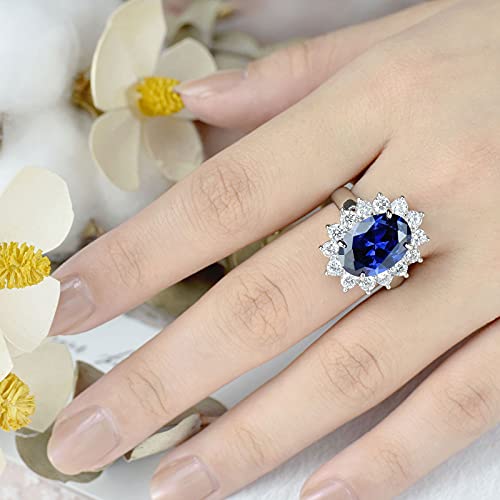 Wuziwen Blue Tanzanite Statement Rings for Women Sterling Silver Royal Gemtone Engagement Ring Oval4