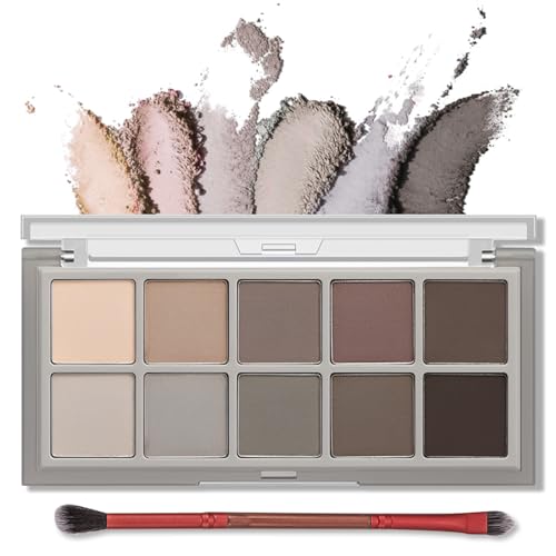 erinde 10 colors nude eyeshadow palette taupe brown mavue matte eye shadow palette makeup neutral grey smokey eye pallete ultra-blendable long lasting natural eyeshadow for older women cement