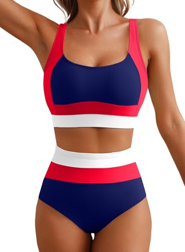Herseas Womens Two Piece Bikini Sets Color Block Swimsuit Wire