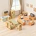 Peccvon 35PCS Wooden Dollhouse Furniture Set with Dolls for 5 Rooms Kits, Doll House Accessories Furniture Toys for Toddlers, Pretend Play Toys Christmas Birthday Gift for Girls and Boys, 3+