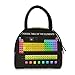 Isolierte Lunchtasche mit farbigem Periodensystem der Elemente auf schwarzem Hintergrund, wiederverwendbare Thermo-Kühltasche, tragbare Handtasche für Picknick, Schule, Reisen, Arbeit und Büro