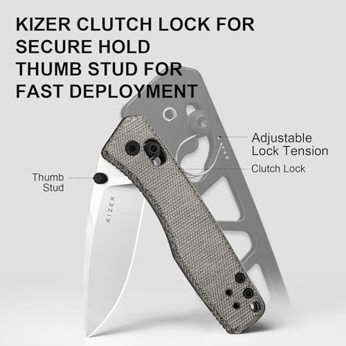 Image of Kizer Aegis EDC Pocket Knife, 2.8 inch AEB-L Steel Drop Point Folding Knife