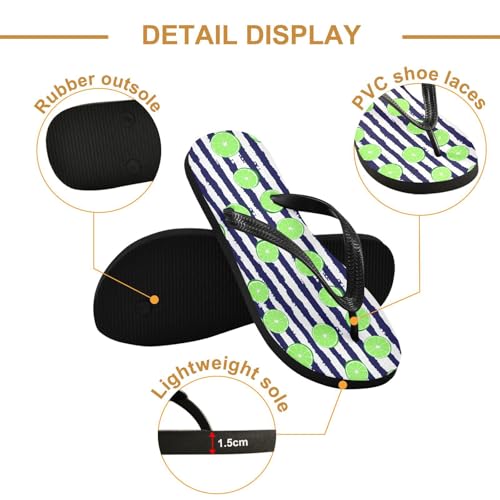 Sinestour Lime Blue Stripe Flip Flops for Beach Thong Sandals Anti-slip Lightweight Beach Slippers for House Indoor Outdoor3