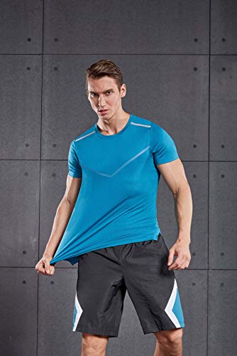 Camiseta masculina manga curta gola redonda Red Plume, esportiva, fitness, Azul, Medium