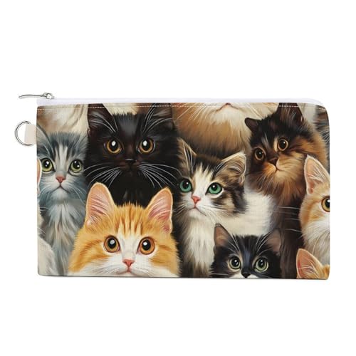 Cute Cats Fashion Coin Purse Change Makeup Bag Canvas Pencil Pouch Travel