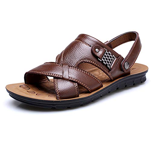 Leather Sandals for Men Breathable Orthopedic Sandals with Arch Support Non-Slip Adjustable Buckle Sports Slides Wide Width4