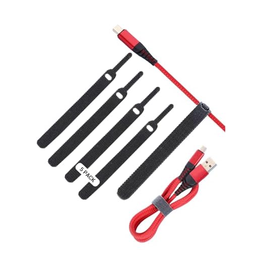 Reusable Cable Ties, 5 Inch Hook and Loop Cord Organizer Straps, Wire Management for Electronics, Earphones, Mouse, Charging Cable