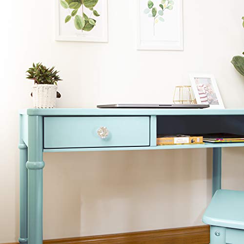 Guidecraft Dahlia Desk And Chair Set - Teal: Children’s Wooden Study Table For Computer, Homework, Writing With Storage Drawers, Kids Bedroom Furniture Workstation #TOP1