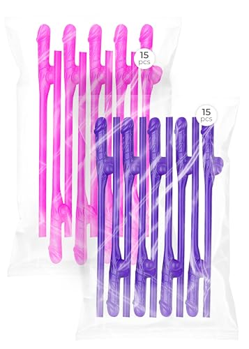 Party Pennis Shaped Drinking Straws, Naughty Bachelorette and Hen Night Decorations, 30pcs