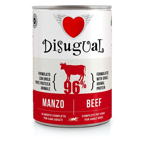 Disugual Cibo Umido per Cani Adulti Monoproteico 96%, 13 Pezzi Misti, Salmone, Tacchino, Manzo, Storione, Anatra, Oca, Pesce Bianco, Agnello, Maiale, Cinghiale, Coniglio, Pollo, Bufalo
