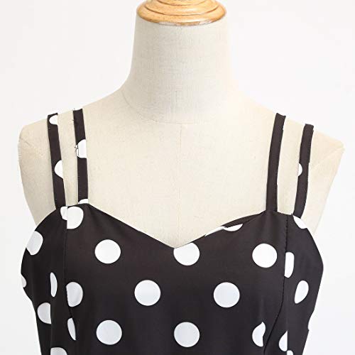 IDOPIP Women's Vintage 1950s Retro Rockabilly Audrey Dress Polka Dot Sleeveless Cocktail Evening Party Swing Dress with Belt - Image 5