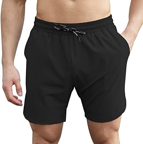 Walsilk Gym Shorts for Men, Mens Running Basketball Athletic Workout Shorts with Pockets and Drawstring for Casual Outdoor Sports (Black,3XL)