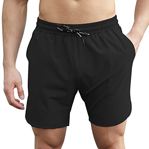 Walsilk Gym Shorts For Men, Mens Running Basketball Athletic Workout Shorts With Pockets And Drawstring For Casual Outdoor Sports (Black,3Xl) #TOP3