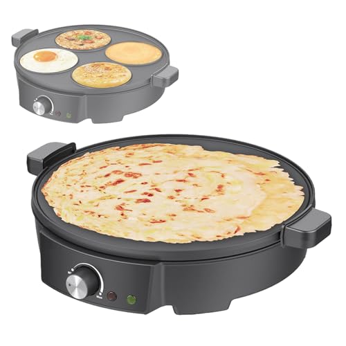 DJFYVAEIO Crepera De 1200 W, Bandeja para Hornear 2 En 1 De 28 Cm, Temperatura Ajustable, Indicador LED, Revestimiento Antiadherente, Fácil De Limpiar, Ideal para Preparar Crepes Y Panqueques