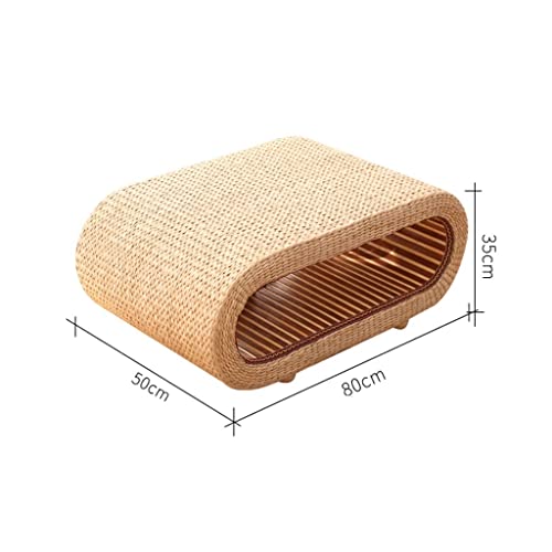 Petite table basse simple en paille avec rangement gain de place - 4