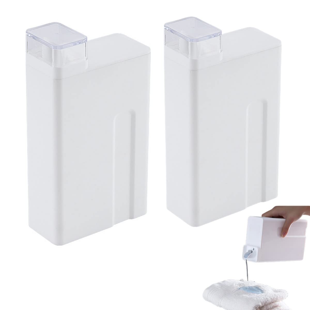 ZNZNANG 2PCS Laundry Detergent Dispenser,Beads Container for Fabric Softener, Softener Laundry Detergent Bottle (1000ml) (White)