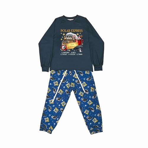 Polar Express Personalized Pajamas - Believe Ticket North Pole Train Set, Cozy Holiday Blue Pajamas2
