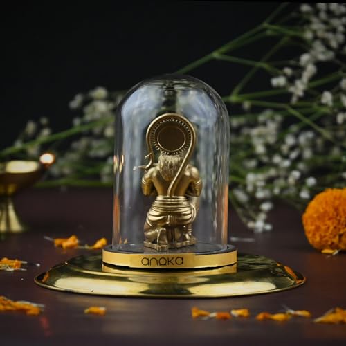 Image of Hanuman Idol for Car Dashboard, Home, Office Desk Hanuman Ji Murti for Peace, Positivity | Bajrangbali Murti for Pooja, Temple Showpiece, Decoration, Festivals & Gifting (Gold 90 mm)