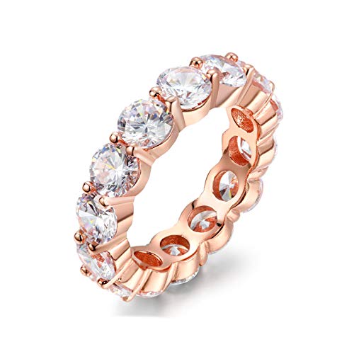 NYC Anillo de eternidad Redondo de 5 mm para Mujer, Oro Rosa o Oro Amarillo Cover