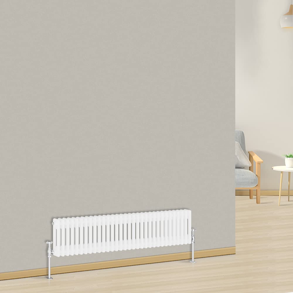 NRG 300x1460mm Traditional Cast Iron Style Radiator Double Column Bathroom Radiators for Living Room - White